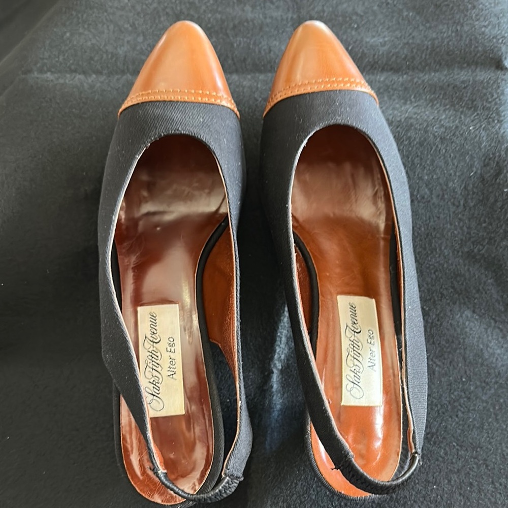 Black and Brown Slingback Heels- vintage